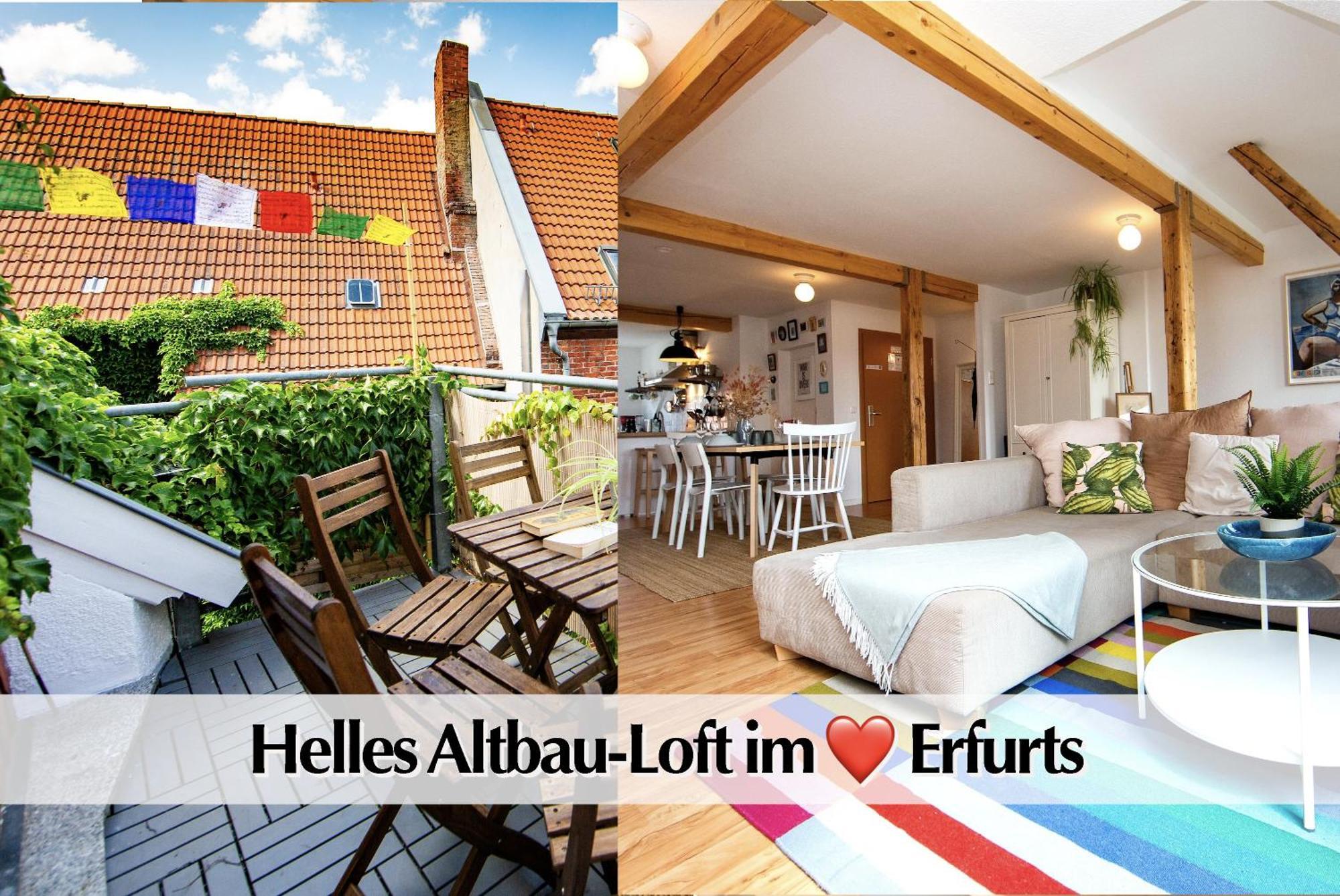 Helles 80M2 Maisonette-Loft Mit Balkon, Kingsize Bett, Smart-Tv, Etc Erfurt Exterior foto